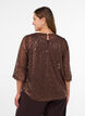 Transparent bluse med pailletter og diamantm&oslash;nster, Brun, Model image number 2