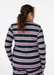 Lang&aelig;rmet natbluse i rib jersey med striber, Bl&aring;, Model image number 2