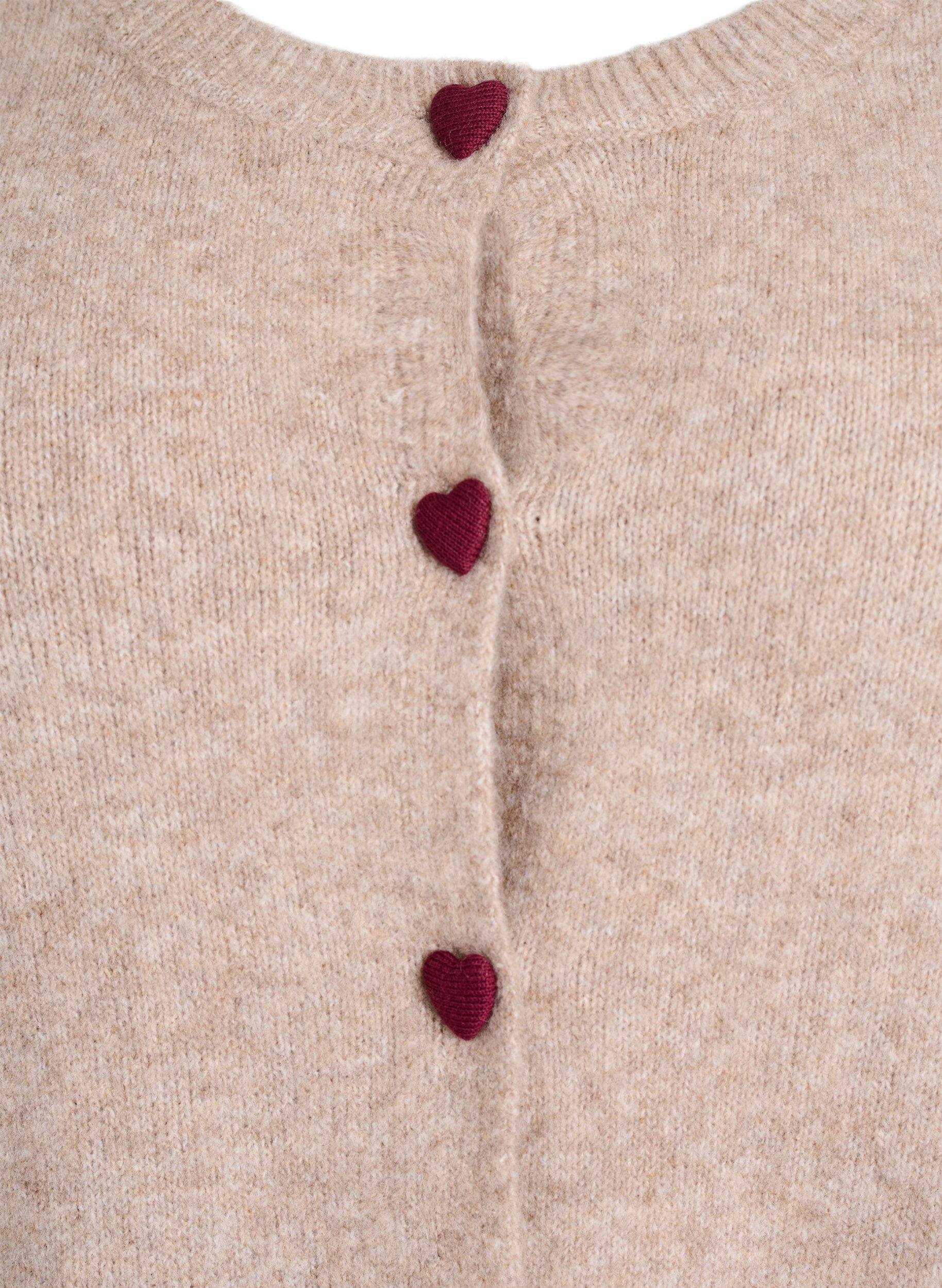 ZizziCardigan med hjerteformede knapper, Beige, Packshot image number 2