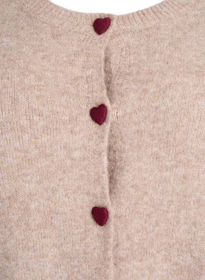 Cardigan med hjerteformede knapper, Beige, Packshot image number 2