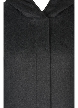 Jakke med uld og hætte, Dark Grey Melange, Packshot image number 2