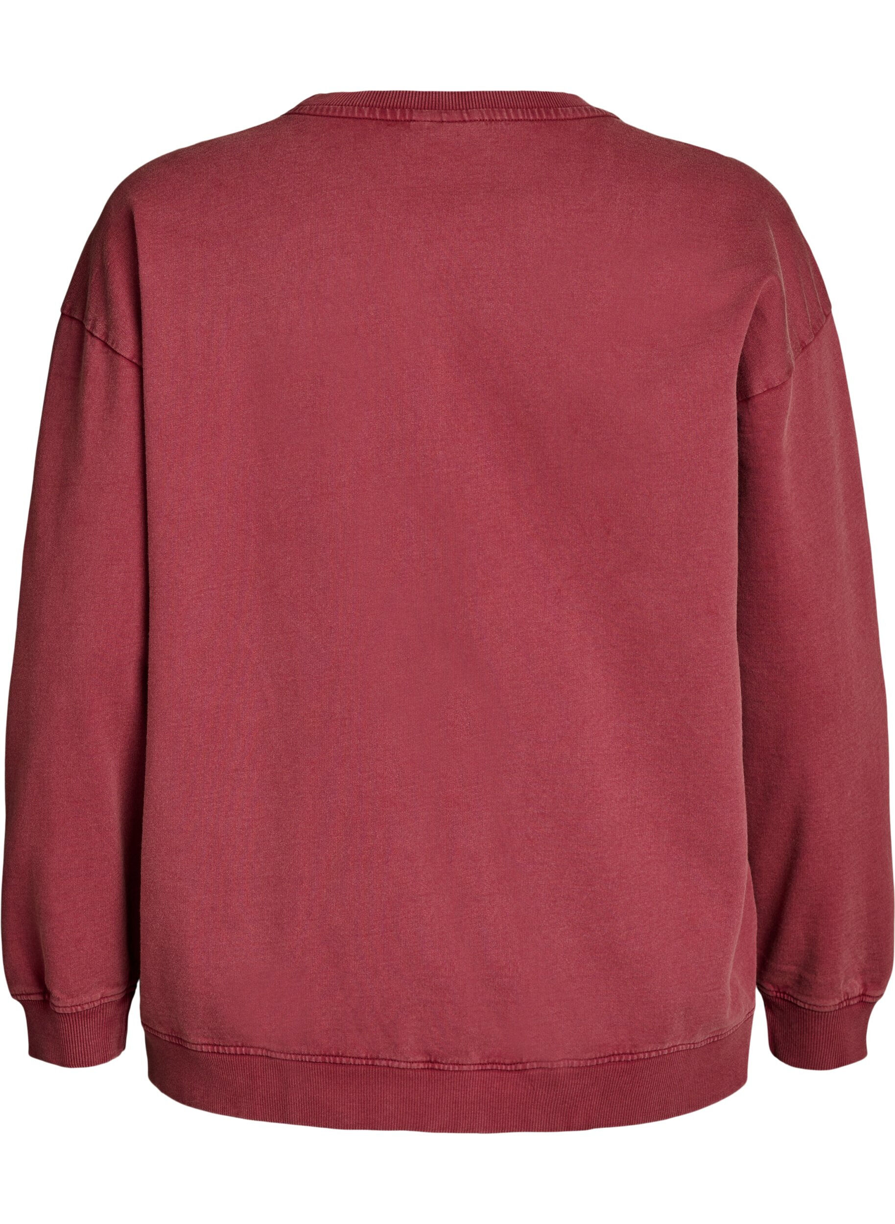 Zizzi L&oslash;s sweatshirt med washed look, R&oslash;d, Packshot image number 1