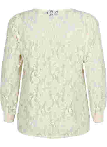 Blonde bluse med flæsedetalje, Off White, Packshot image number 1