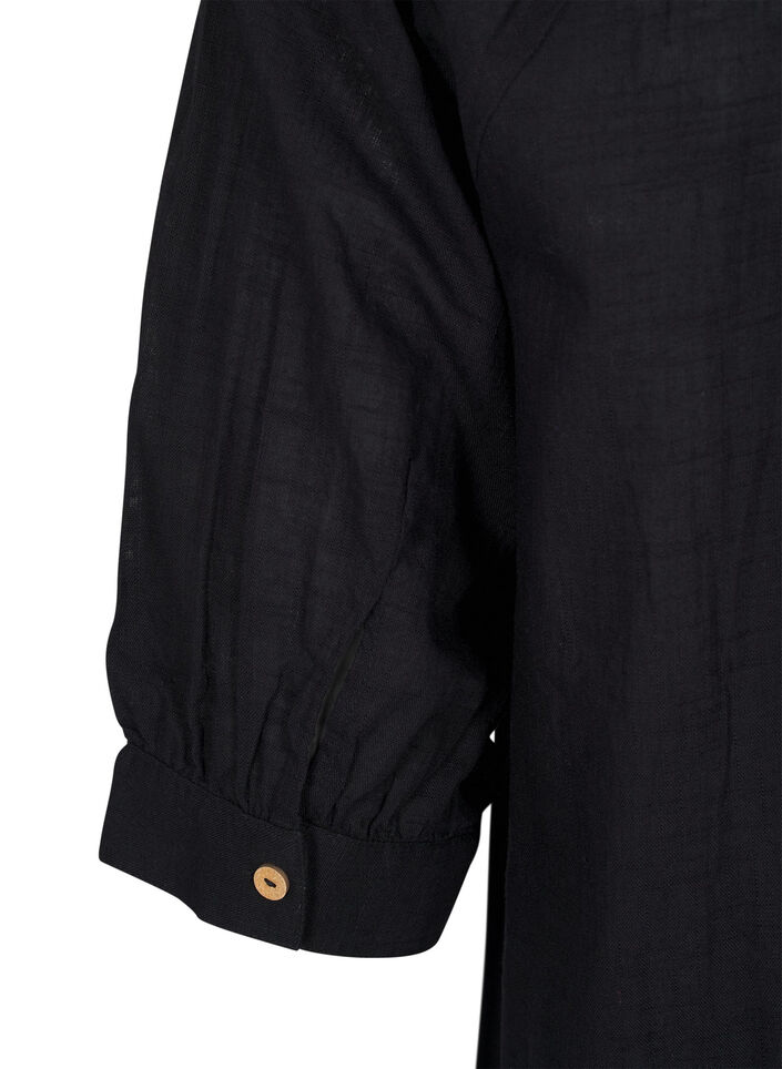 Tunika i bomuld med V-udskæring, Sort, Packshot image number 3