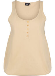 Ensfarvet bomulds top med elastik i bunden, Humus