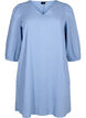 Kort kjole i bomuldsmix med hør, Faded Denim, Packshot image number 0
