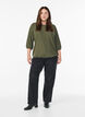 Bluse med struktur og 3/4 &aelig;rmer, Gr&oslash;n, Model image number 1