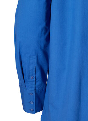 Lang bomulds skjorte med brystlomme, Dazzling Blue, Packshot image number 3