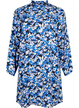 FLASH - Langærmet kjole med print, Blue Purple Flower, Packshot image number 0