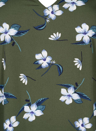 FLASH - Tunika med v-hals og print, Olive Night Flower, Packshot image number 2