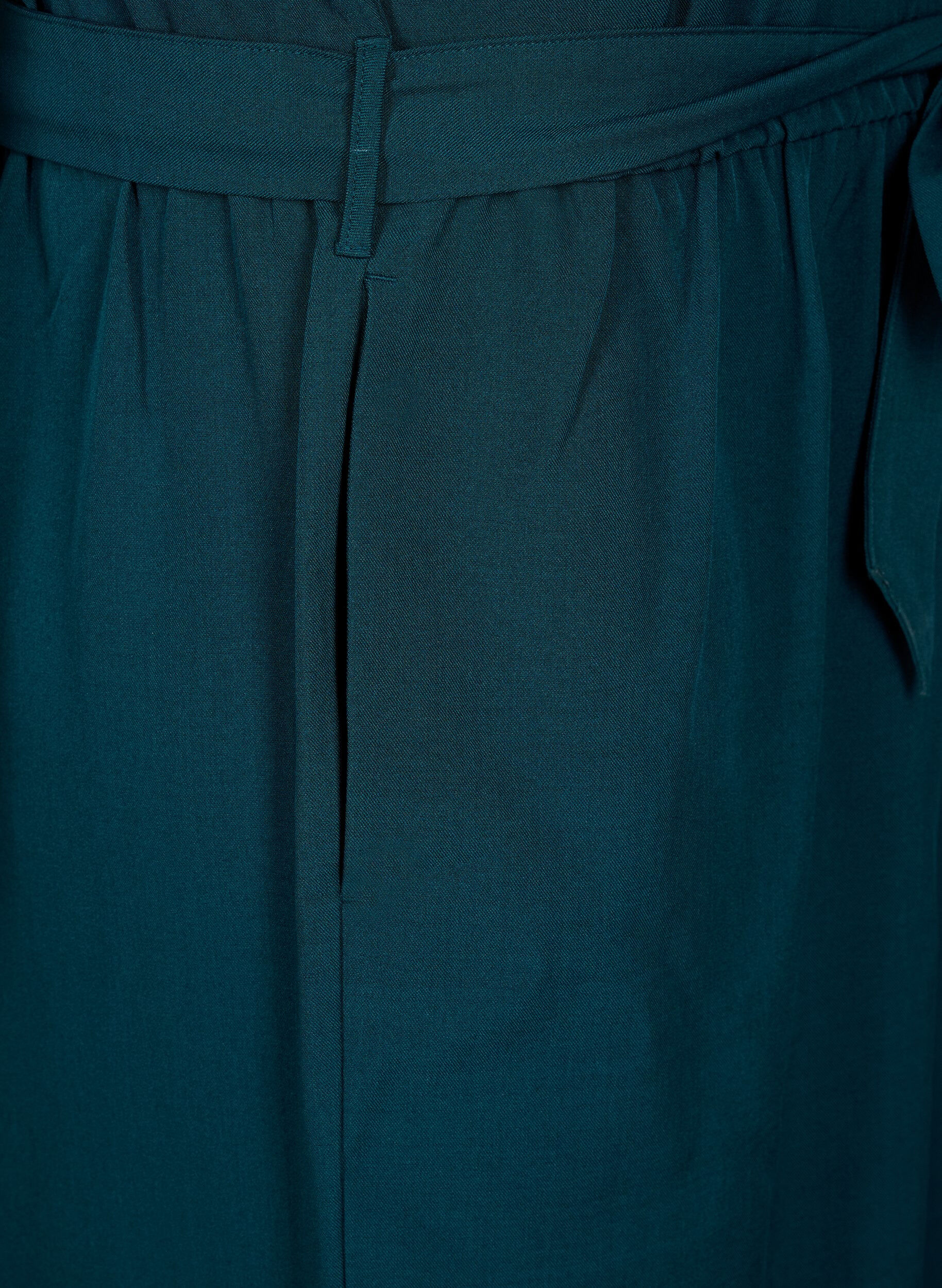 Zizzi Jumpsuit med b&aelig;lte og korte &aelig;rmer, Sea Moss Melange, Packshot image number 3