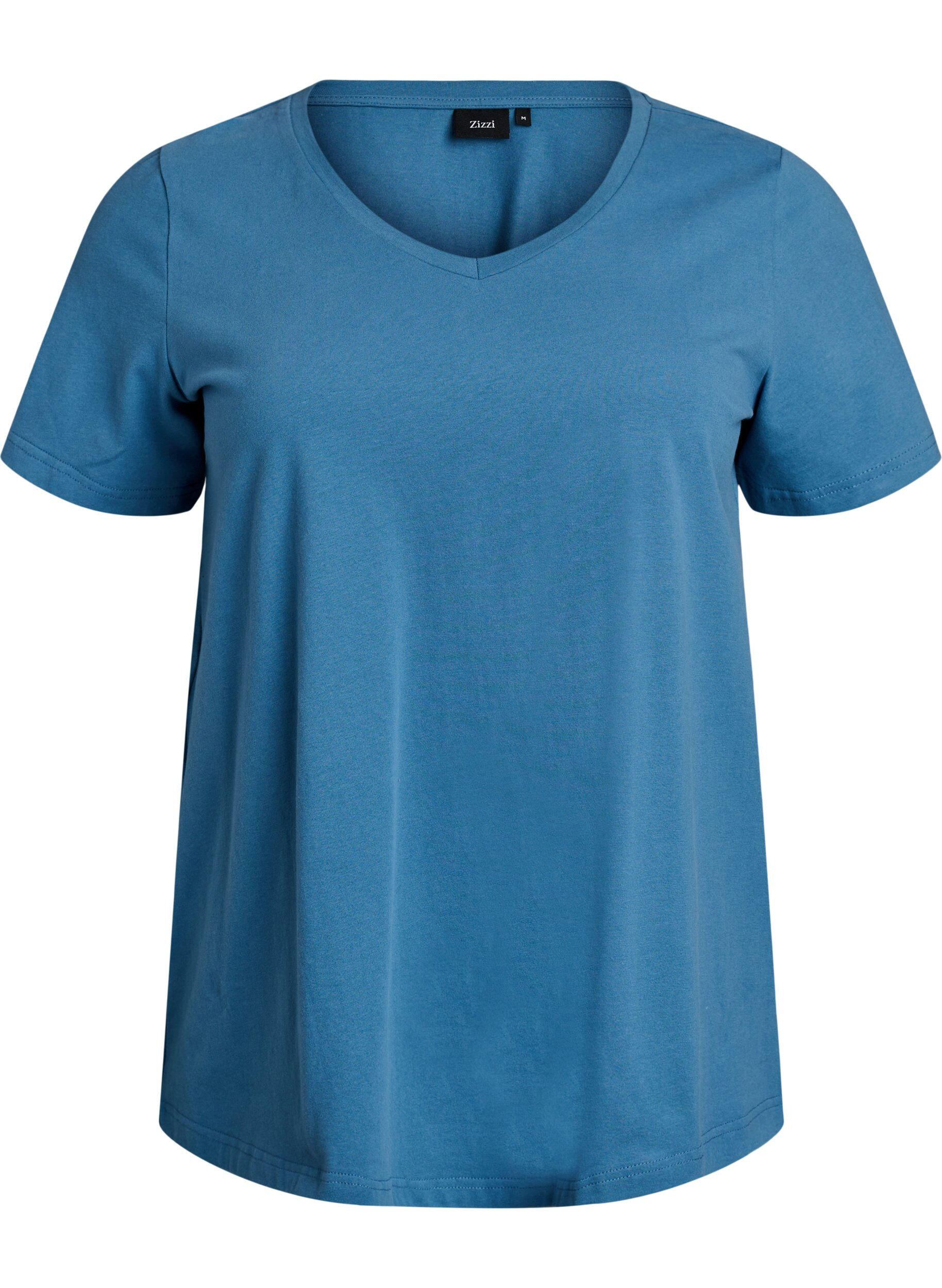 ZizziEnsfarvet basis t-shirt i bomuld, Gr&aring;, Packshot image number 0