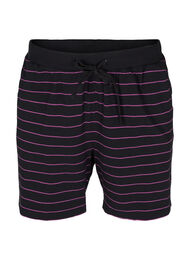 Løse bomulds shorts med striber, Black w. Purple