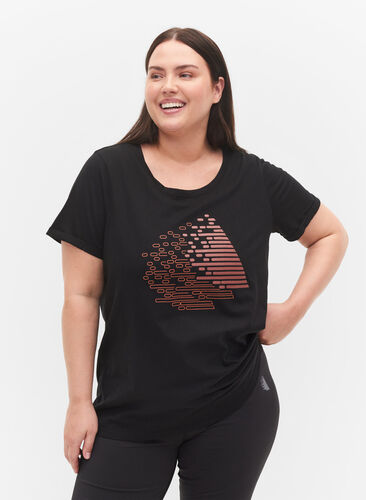 Trænings t-shirt med print, Black w. Copper Foil, Model image number 0