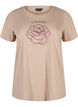 Bomulds t-shirt med print, S. Mink w. Flower, Packshot image number 0