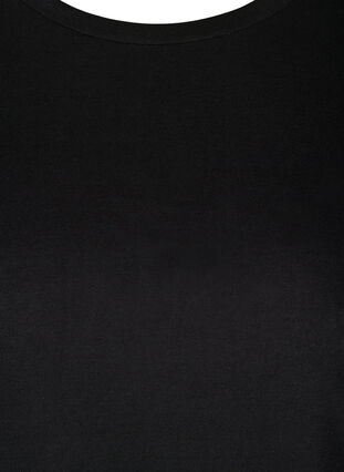 Ensfarvet bluse med 3/4 ærmer, Black, Packshot image number 2