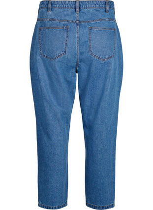 Mille mom fit jeans med colorblock og høj talje, Light Blue Denim, Packshot image number 1