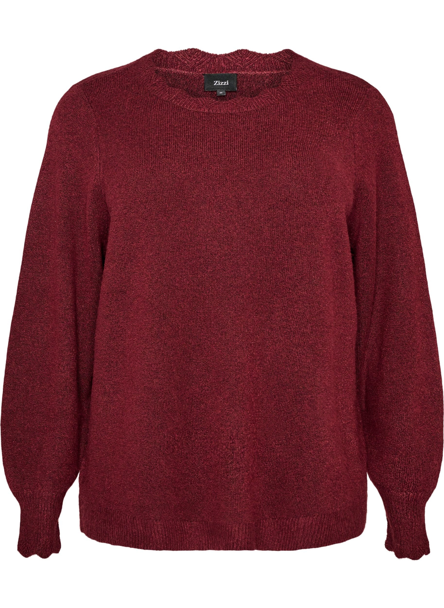 ZizziStrikbluse med b&oslash;lgekanter, R&oslash;d, Packshot image number 0