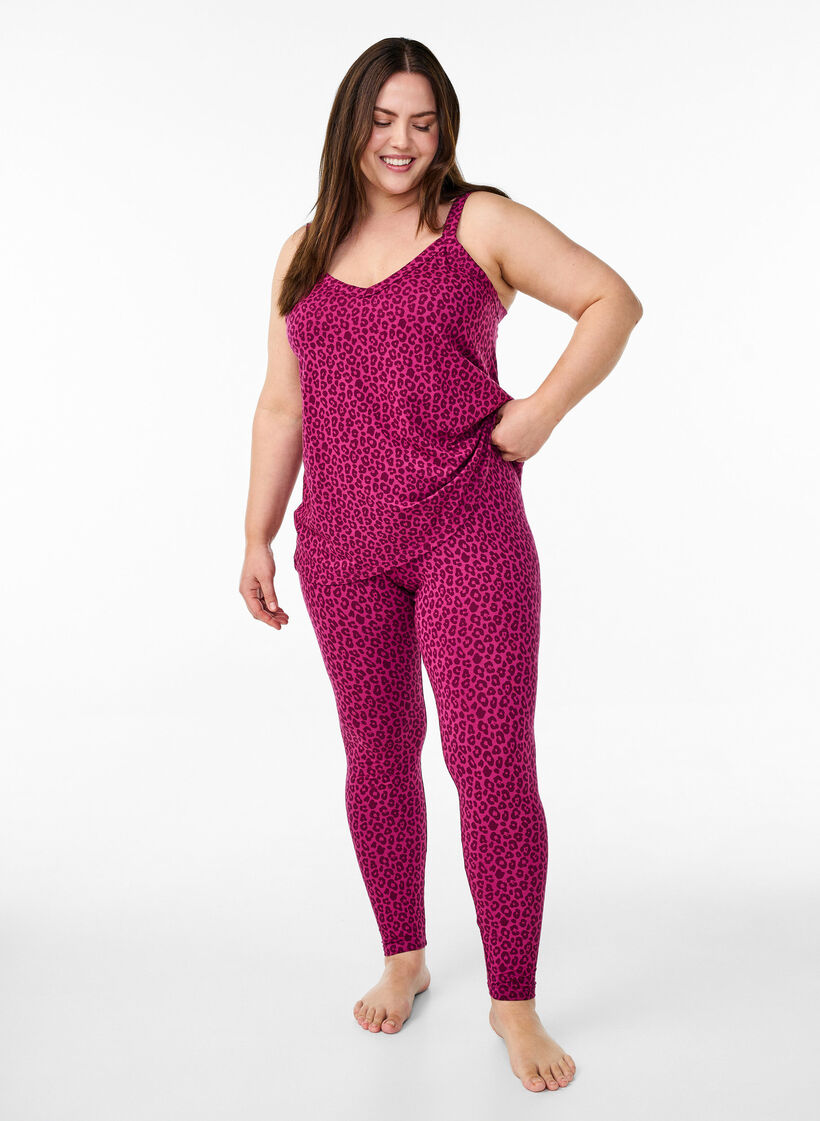 Nattop med stropper og V-udskæring, Lyserød, Model image number 1