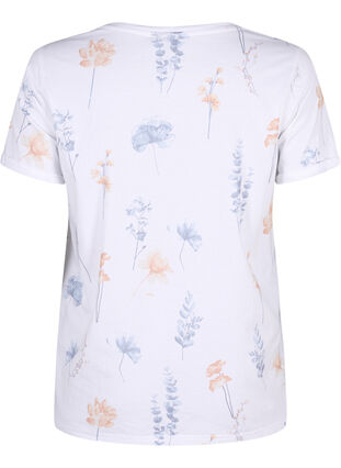 T-shirt i økologisk bomuld med blomsterprint, Bright W. AOP Flower, Packshot image number 1