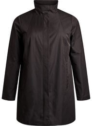 Overgangsjakke med lommer og h&oslash;j krave , Sort