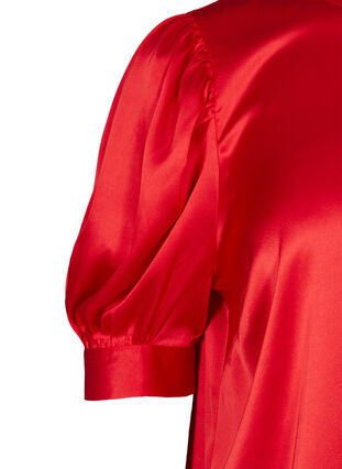 Shiny bluse med korte pufærmer, Racing Red ASS, Packshot image number 2