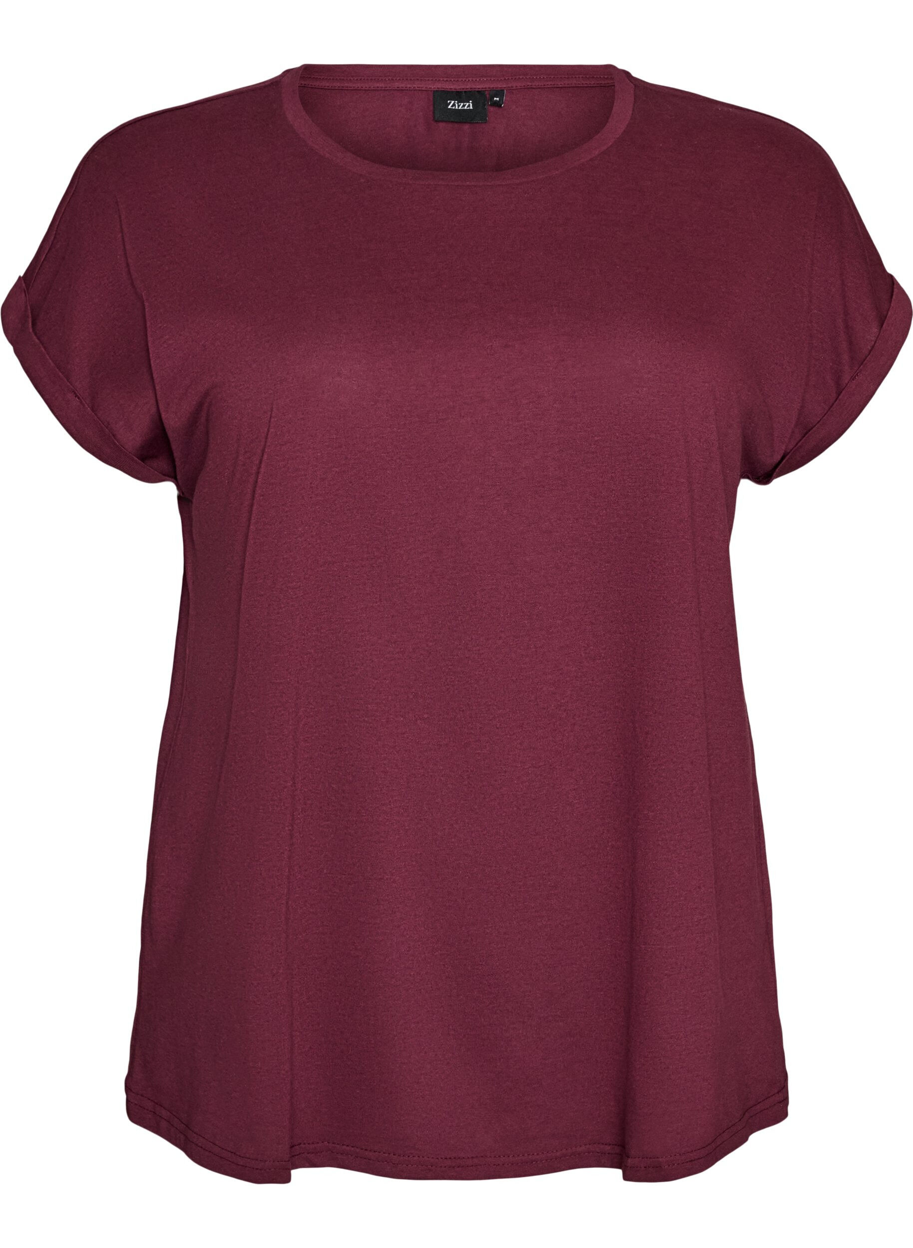 ZizziKort&aelig;rmet t-shirt i bomuldsblanding, R&oslash;d, Packshot image number 0