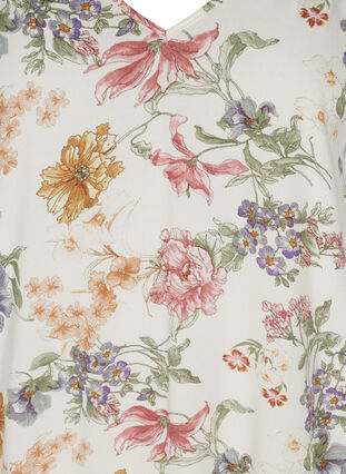 Blomstret viskose kjole med v-udskæring, Creme Vintage Flower, Packshot image number 2