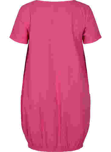 Kortærmet kjole i bomuld, Beetroot Purple, Packshot image number 1