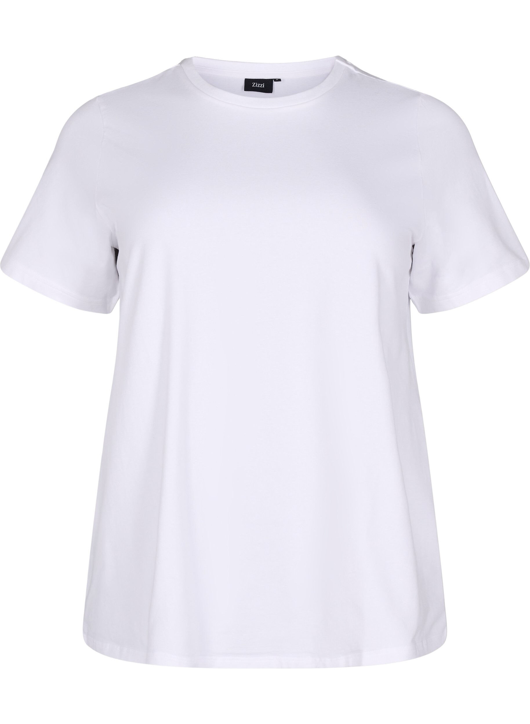 Zizzi T-shirt i &oslash;kologisk bomuld med rund hals, Bright White, Packshot image number 0