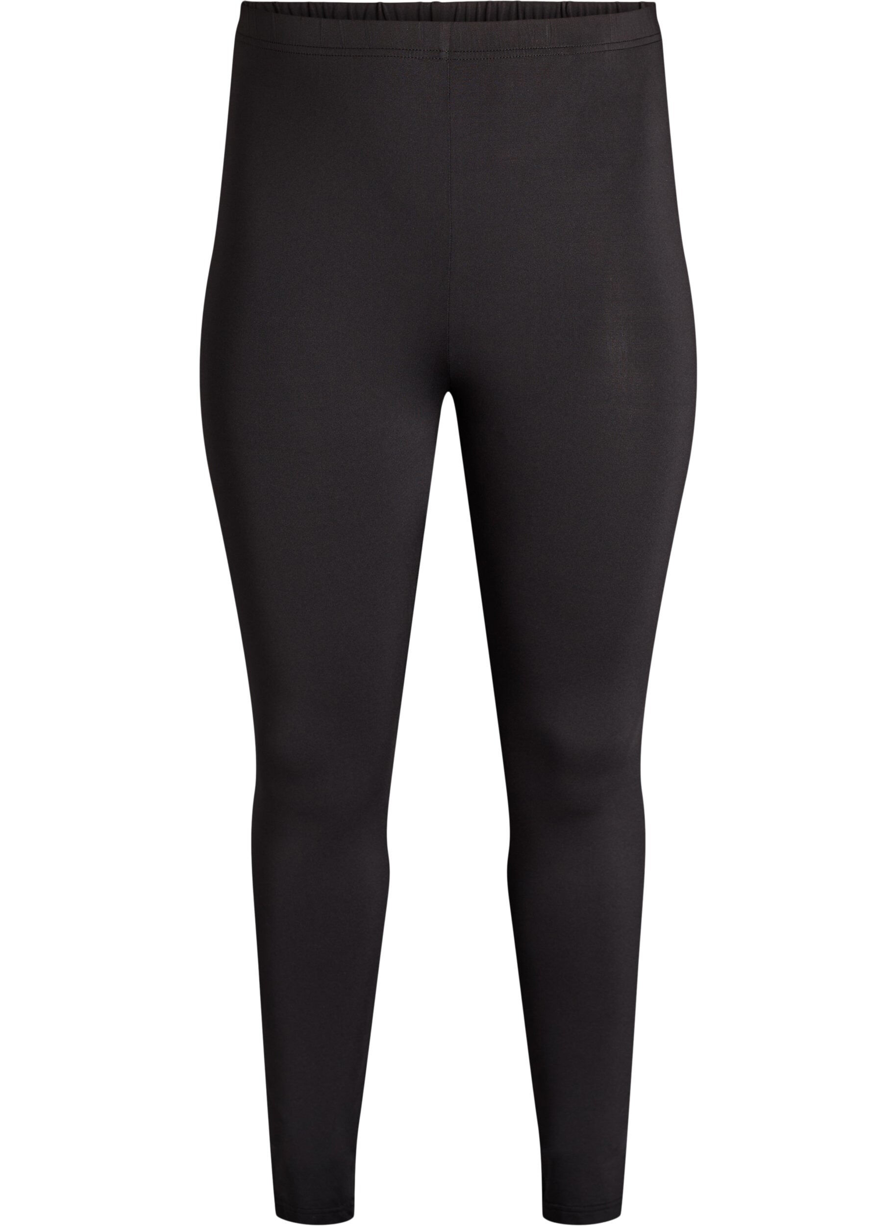 Zizzi 2-pak lange leggings med regul&aelig;r talje, Sort, Packshot image number 3
