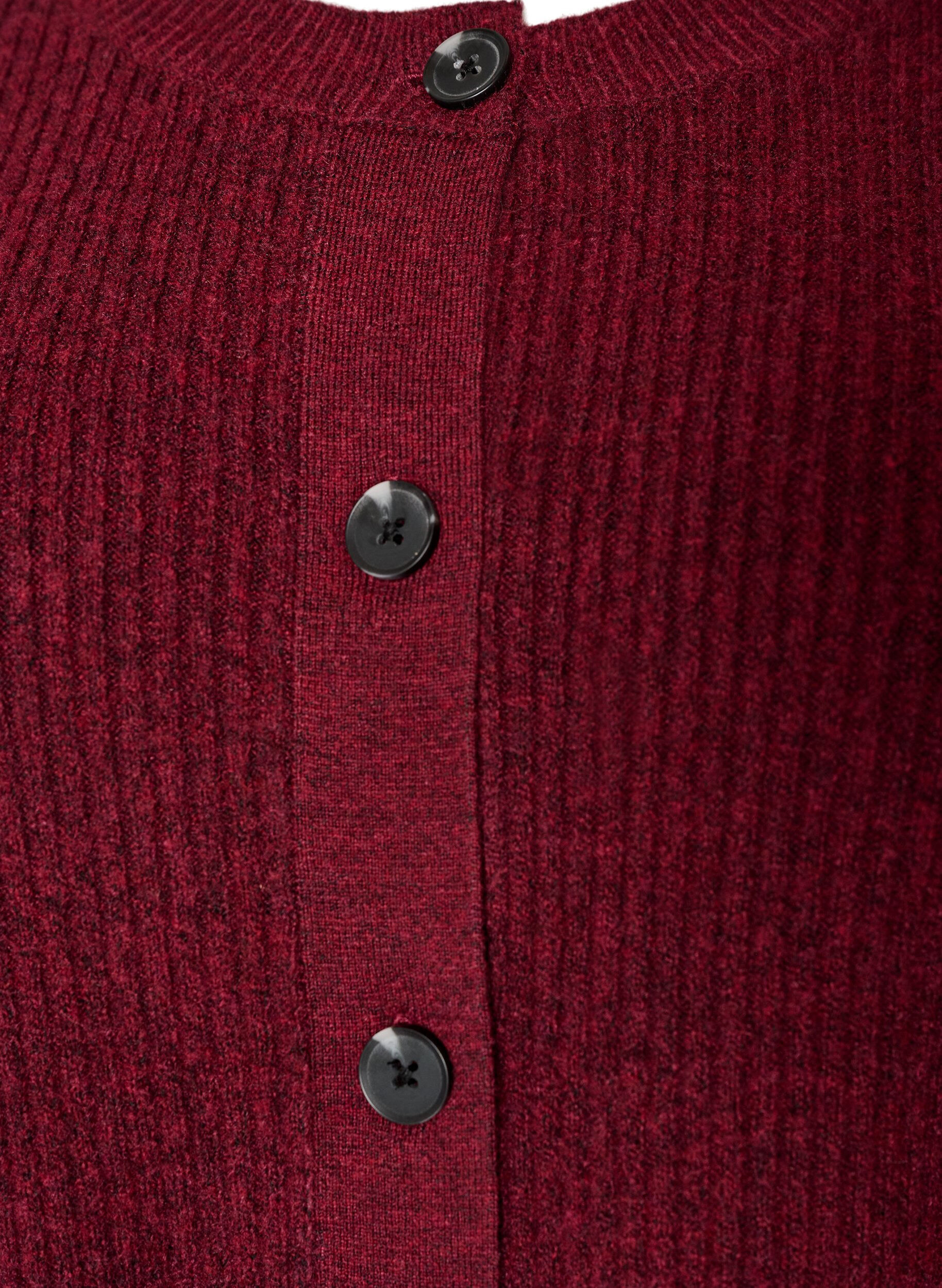 ZizziRibstrikket cardigan med knapper, R&oslash;d, Packshot image number 2