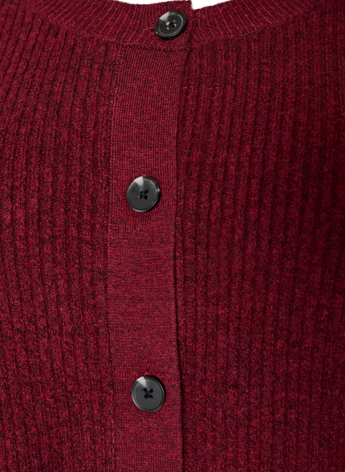 Ribstrikket cardigan med knapper, R&oslash;d, Packshot image number 2