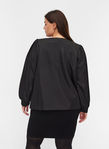 Kort jakke med glimmer og lynlås, Black, Model image number 1