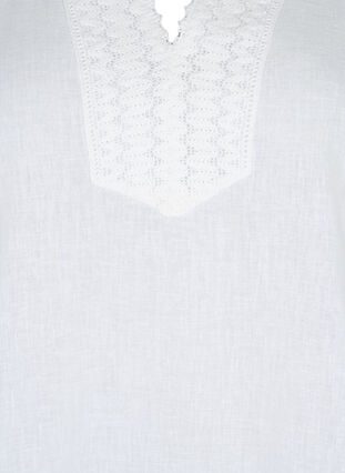Bluse i bomuld med hæklet detalje, White, Packshot image number 2