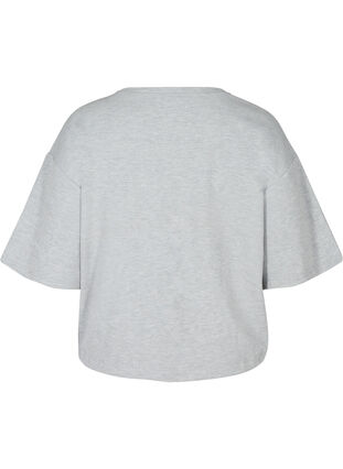 Bluse med 2/4 ærmer og justerbar bund, Light Grey Melange, Packshot image number 1