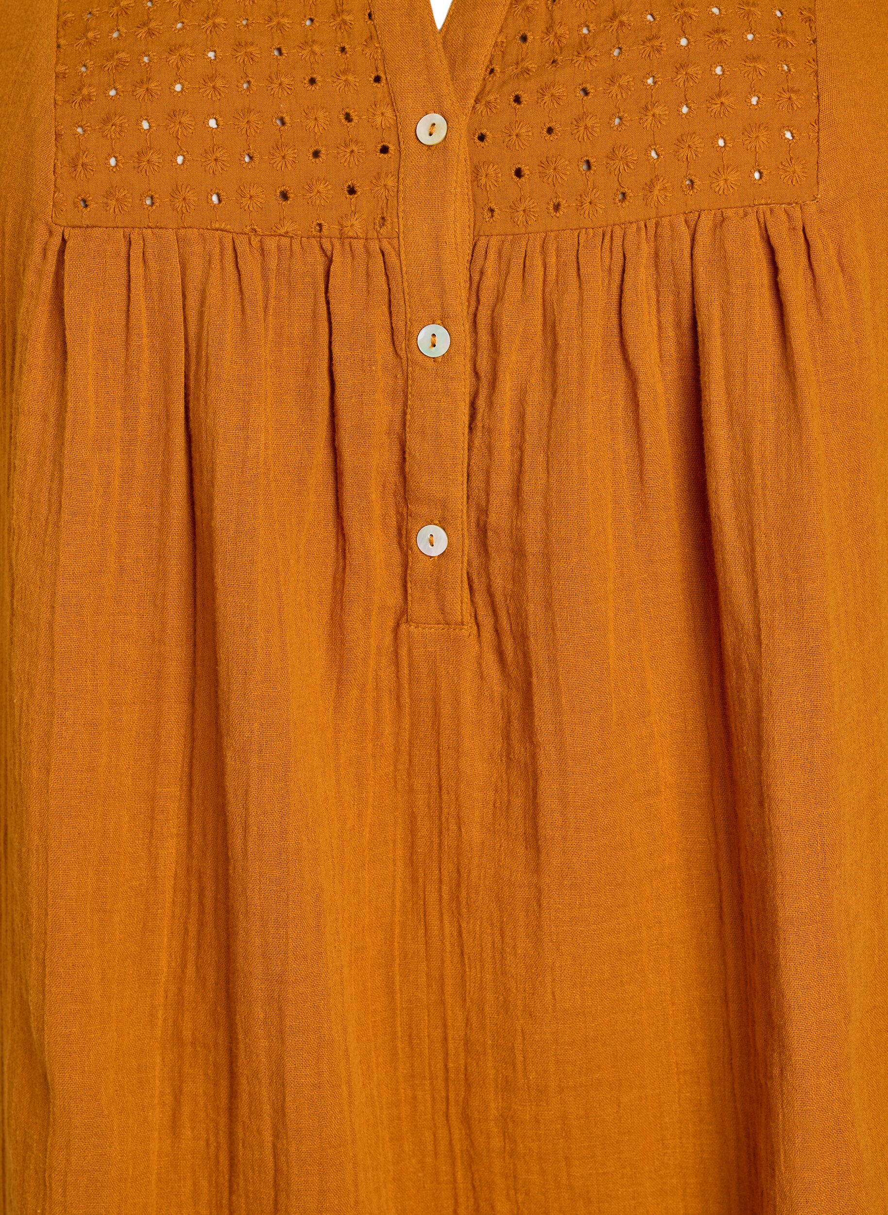Zizzi Tunika i bomuldsmusselin med broderi anglaise, Orange, Packshot image number 2