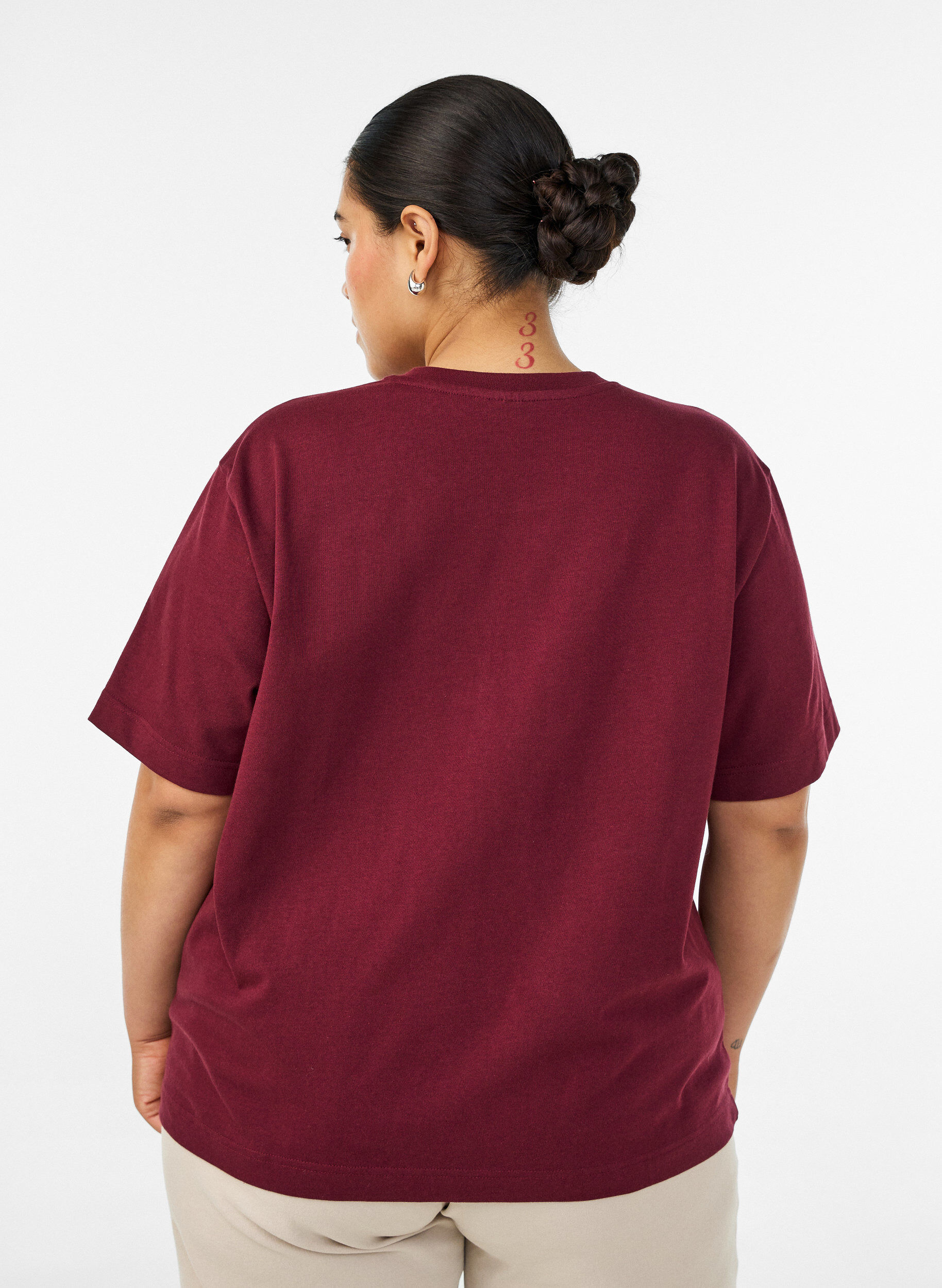 ZizziBoxy T-shirt i bomuld, R&oslash;d, Model image number 2