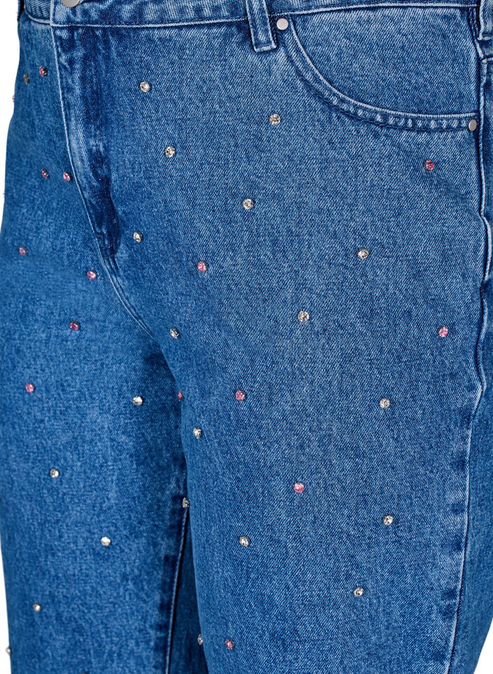 Højtaljede Gemma jeans med rhinsten, Blå, Packshot image number 2