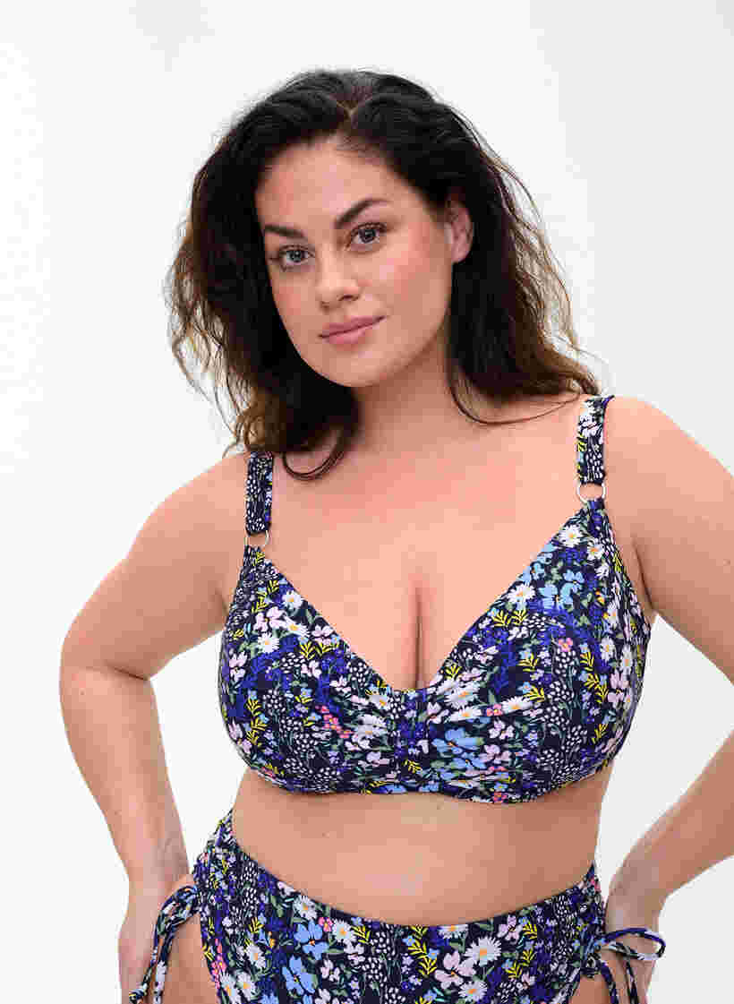 Printet bikini overdel med bøjle, Ditsy Flower, Model image number 0