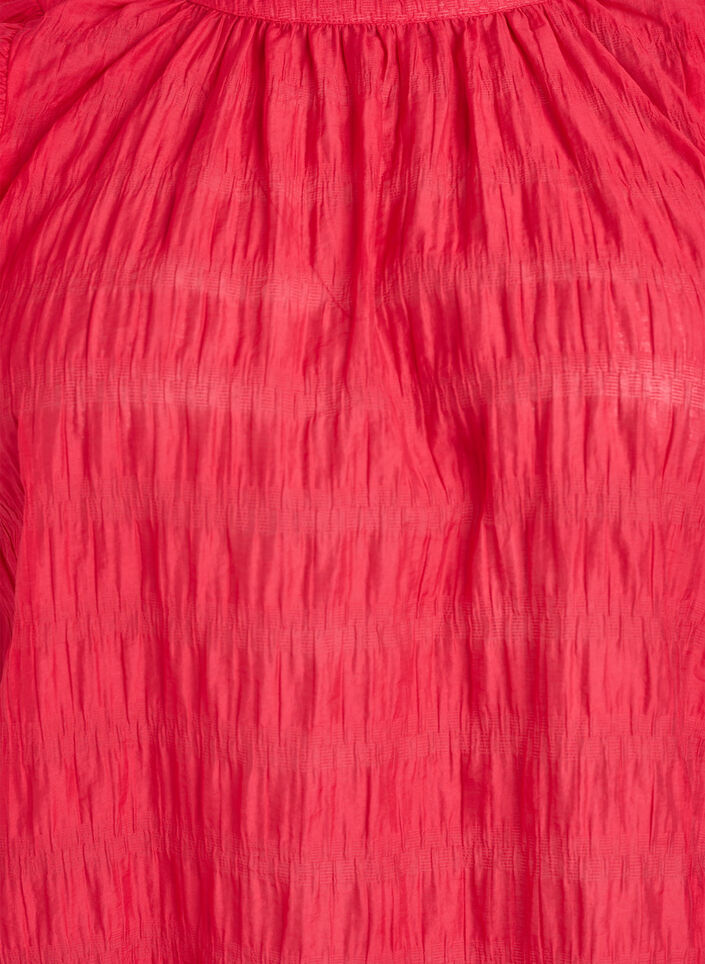 &AElig;rmel&oslash;s bluse med struktur og fl&aelig;ser, R&oslash;d, Packshot image number 2