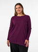 Jerseybluse med asymmetrisk blondekant, Lilla, Model image number 0