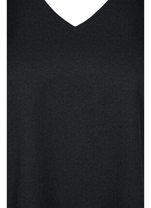 Kortærmet bluse med v-udskæring, Black, Packshot image number 2
