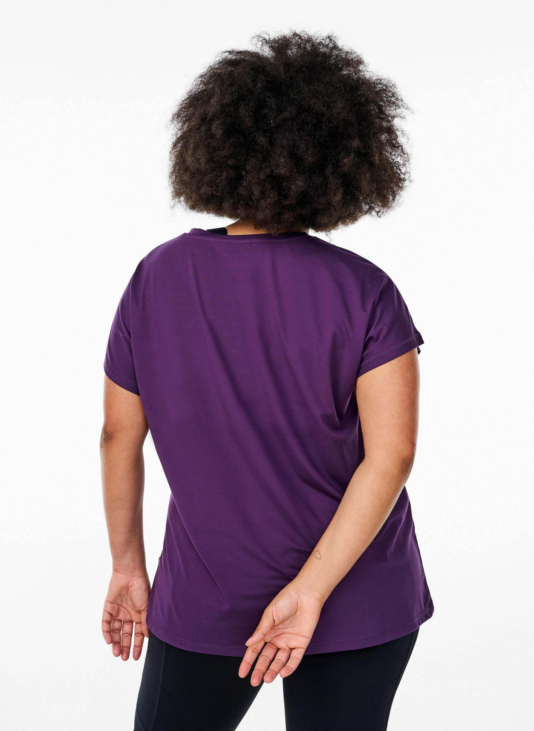 ZizziEnsfarvet tr&aelig;nings t-shirt, Lilla, Model image number 2