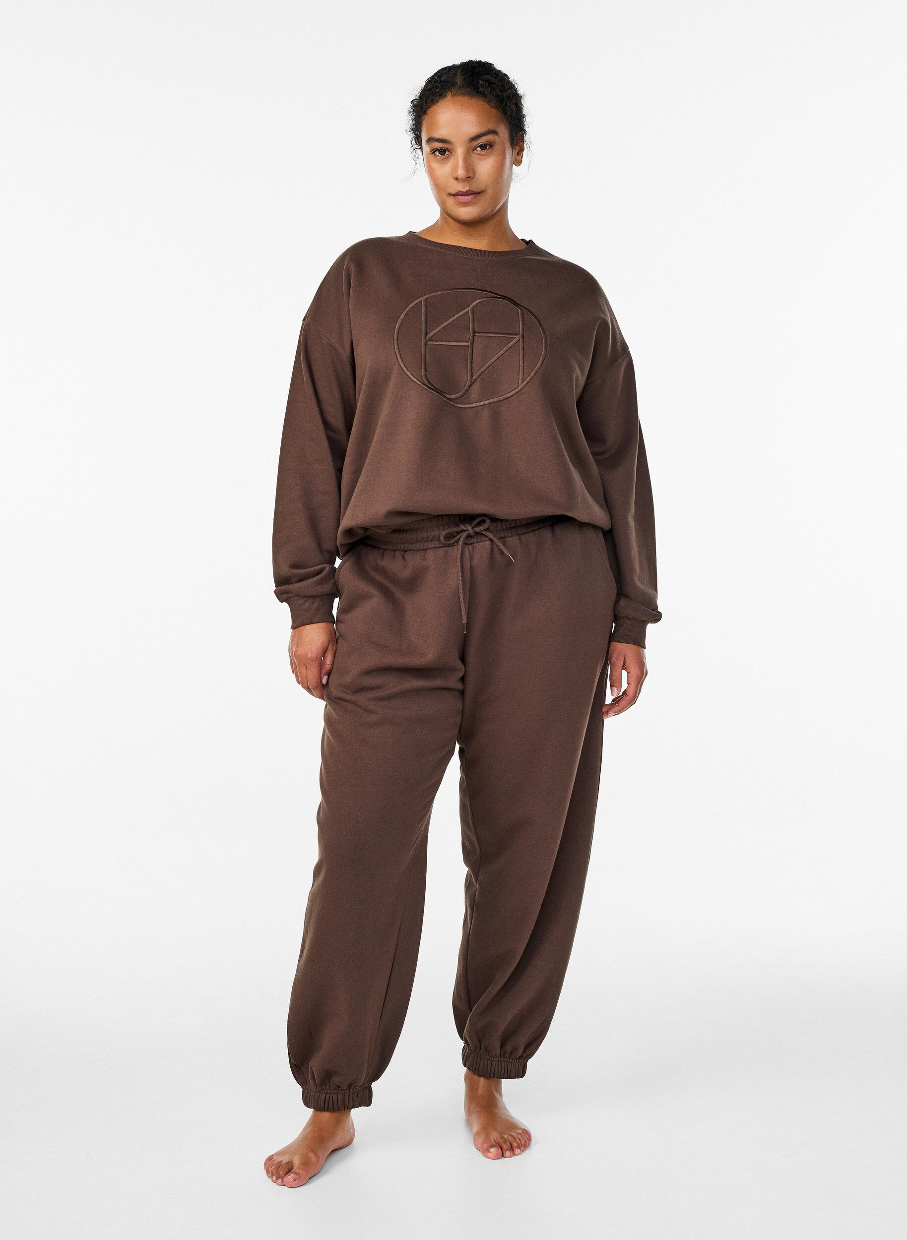 ZizziSweatshirt med motiv, Brun, Model image number 1