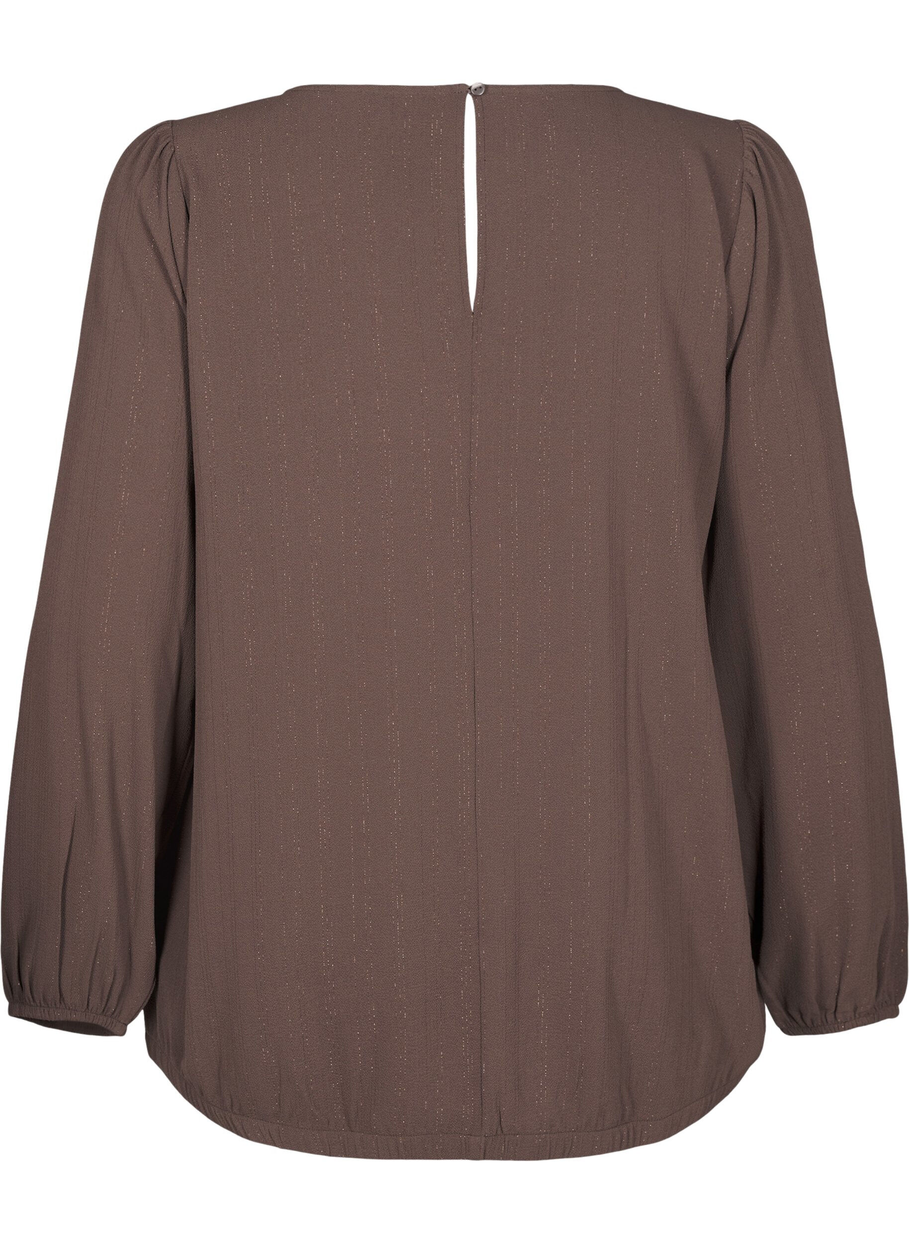 Zizzi Bluse med s&oslash;lv glimmer, Brun, Packshot image number 1