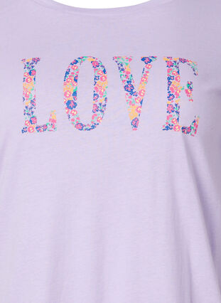 Bomulds t-shirt med rund hals og tryk, Lavender W. Love, Packshot image number 2