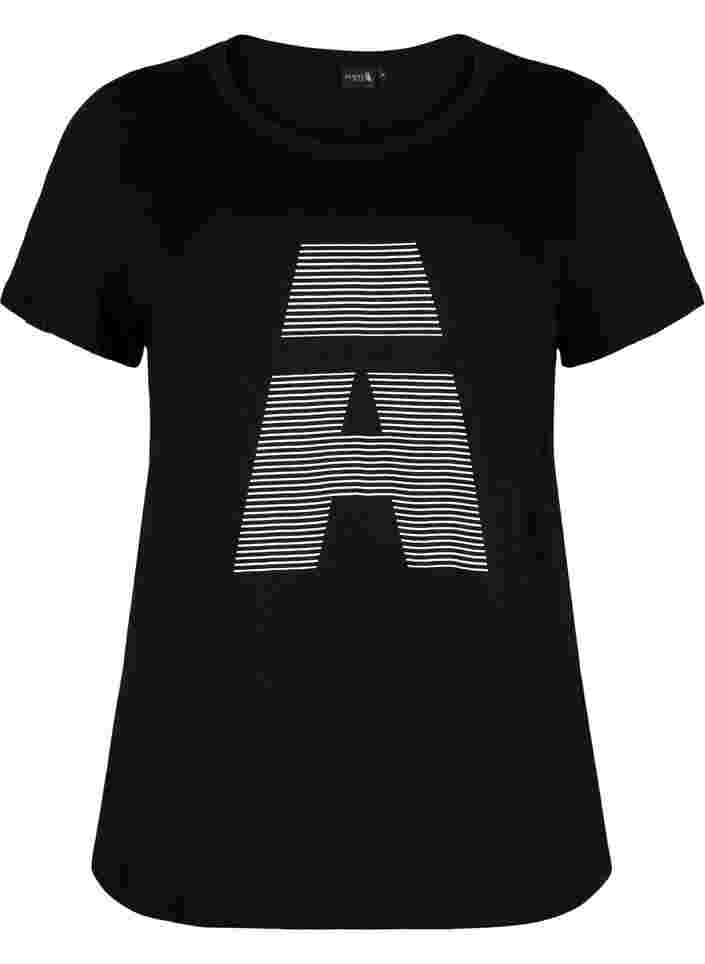 Trænings t-shirt med print, Black w. stripe A, Packshot image number 0