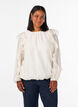 Bluse med fl&aelig;ser og ballonform, Vanilla, Model image number 0