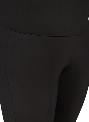 Ensfarvet leggings med lynlås, Black, Packshot image number 2